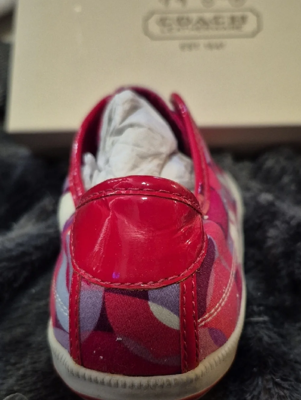 Coach Poppy Valentine  Pink & Purple Patterned Canvas Slip-On Sneakers